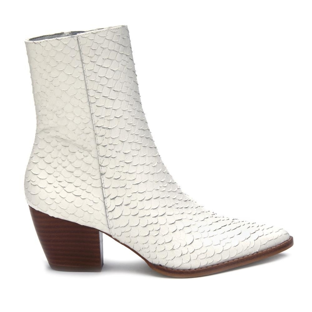 Matisse White Snakeskin Boots